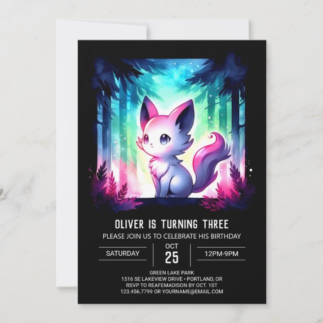 Adorable Simple Cat Birthday Invitation (Front)