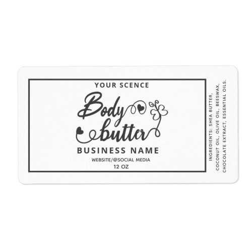 Adorable simple script butterfly body butter  label