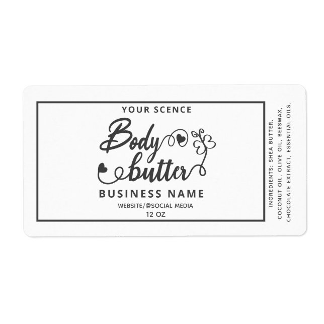 Adorable simple script butterfly body butter  label (Front)