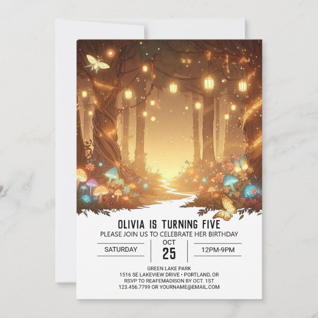 Adorable Simple Woodland Digital Birthday Invitation (Front)