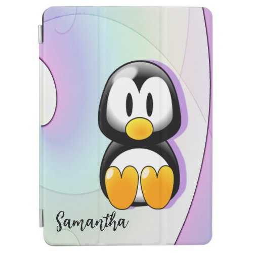 Adorable Sitting Cartoon Penguin Custom iPad Air Cover