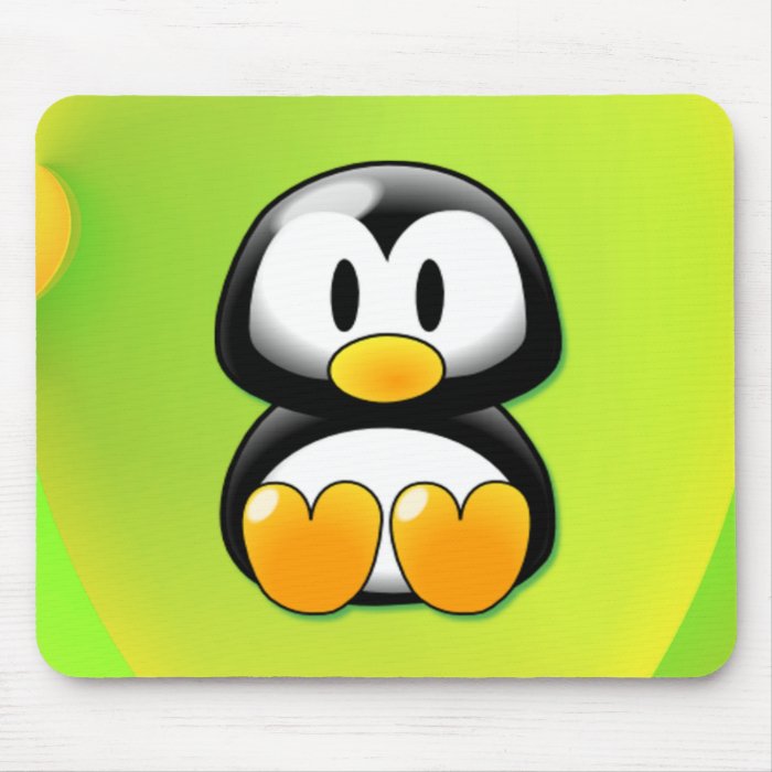 Adorable Sitting Cartoon Penguin Mouse Pads