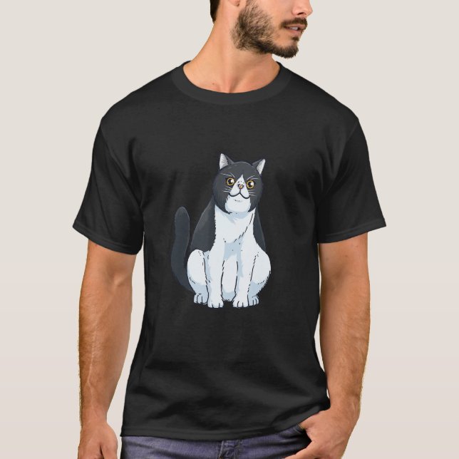 Adorable Sitting Exotic Shorthair Cat Owner T-Shirt (Front)