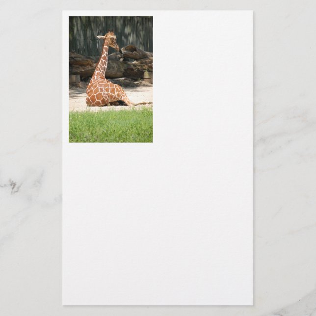 Adorable Sitting Giraffe Stationery (Front)