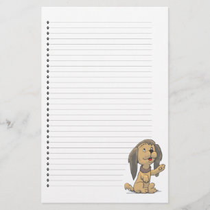 Adorable Sitting Up Puppy Lined Stationery