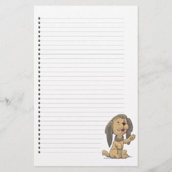 Adorable Sitting Up Puppy Lined Stationery by PetsandVets at Zazzle