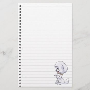 Adorable Sitting Up Puppy Lined Stationery by PetsandVets at Zazzle