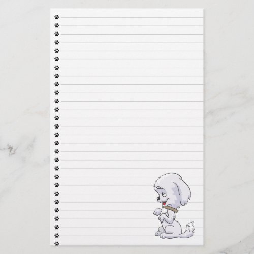 Adorable Sitting Up Puppy Lined Stationery