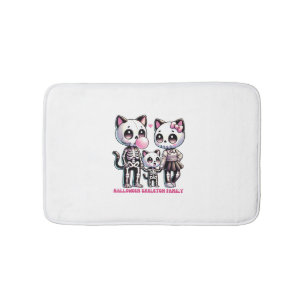 Adorable Skeleton Cat Family with Bubble gum Fun H Bath Mat