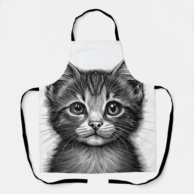 Adorable Sketch of Young Cat   Apron (Front)
