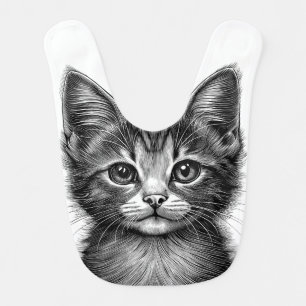 Adorable Sketch of Young Cat Baby Bib