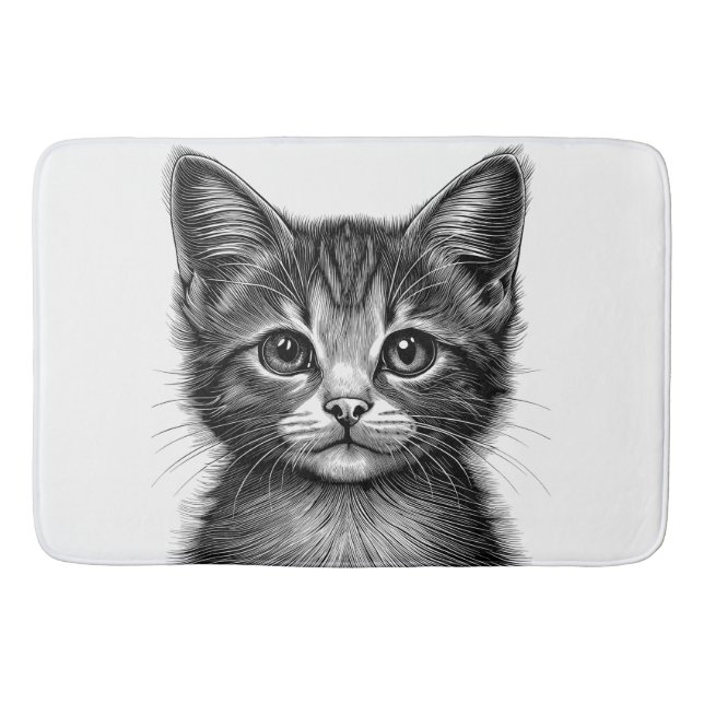 Adorable Sketch of Young Cat   Bath Mat (Front)