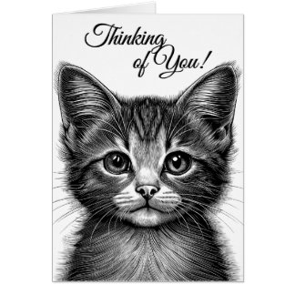 Adorable Sketch of Young Cat Blank Inside  Cards
