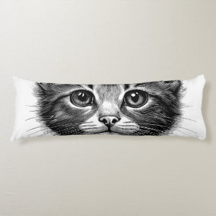 Adorable Sketch of Young Cat   Body Pillow
