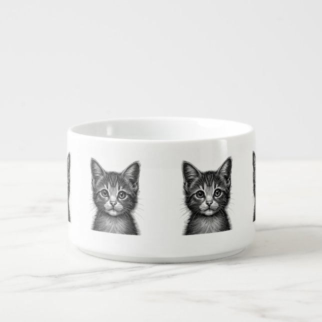 Adorable Sketch of Young Cat   Bowl (Center)