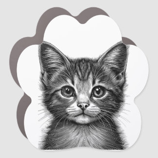 Adorable Sketch of Young Cat   Car Magnet