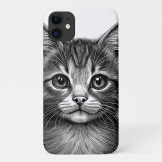 Adorable Sketch of Young Cat   iPhone 11 Case