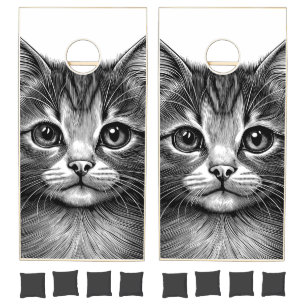 Adorable Sketch of Young Cat Cornhole Set