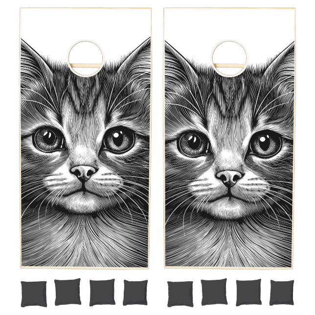 Adorable Sketch of Young Cat   Cornhole Set (Set)