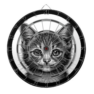 Adorable Sketch of Young Cat   Dart Board