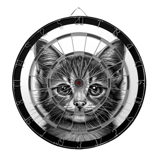 Adorable Sketch of Young Cat   Dart Board (Front)