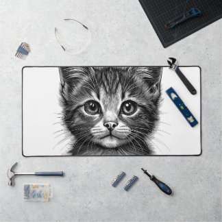 Adorable Sketch of Young Cat Desk Mat