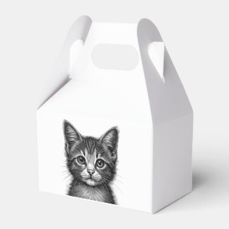 Adorable Sketch of Young Cat   Favor Boxes