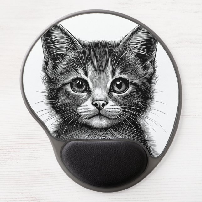Adorable Sketch of Young Cat   Gel Mouse Pad (Front)