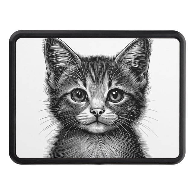 Adorable Sketch of Young Cat   Hitch Cover (Front)