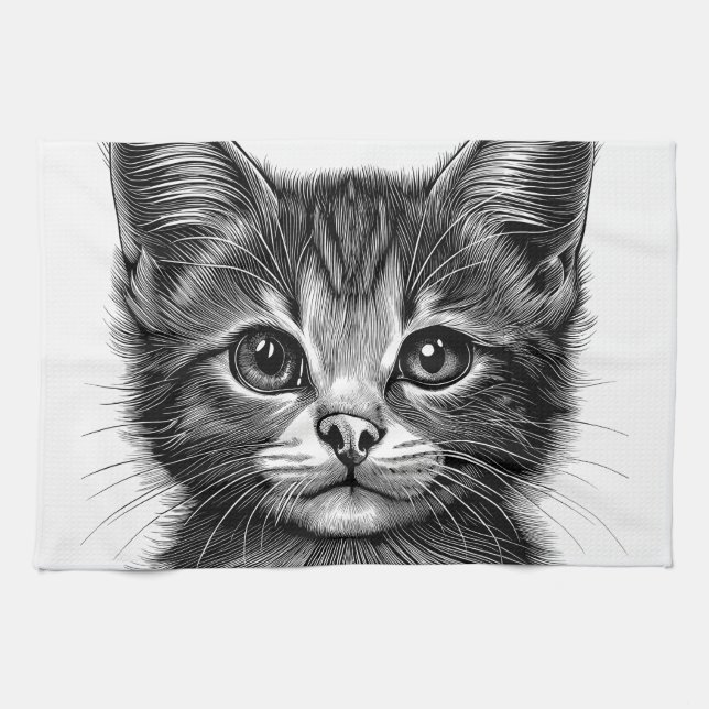 Adorable Sketch of Young Cat   Kitchen Towel (Horizontal)