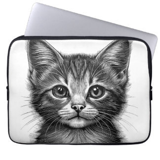 Adorable Sketch of Young Cat Laptop Sleeve