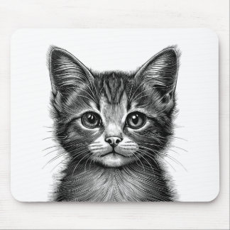 Adorable Sketch of Young Cat Mouse Pad