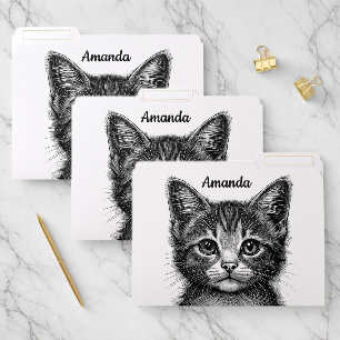 Adorable Sketch of Young Cat Personal File Folder