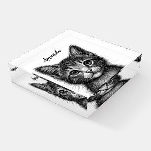 Adorable Sketch of Young Cat Personal Paperweight