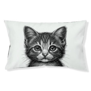 Adorable Sketch of Young Cat   Pet Bed
