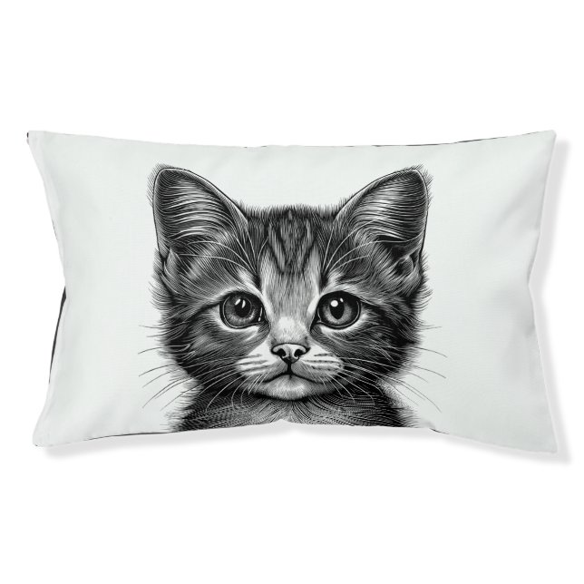 Adorable Sketch of Young Cat   Pet Bed (Front)