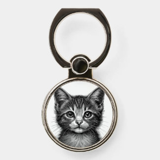 Adorable Sketch of Young Cat   Phone Ring Stand
