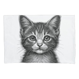 Adorable Sketch of Young Cat   Pillow Case