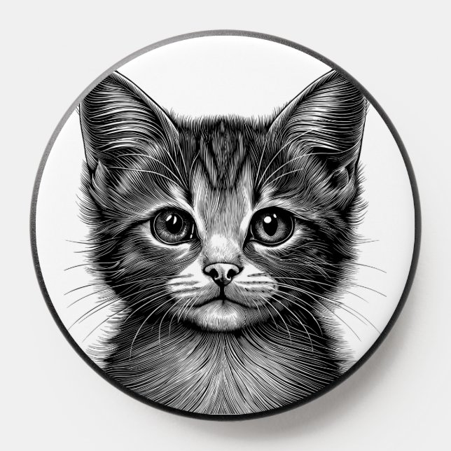 Adorable Sketch of Young Cat   PopSocket (Popsocket)