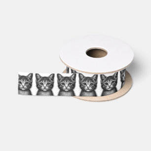 Adorable Sketch of Young Cat   Satin Ribbon