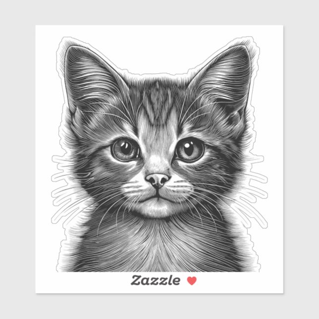 Adorable Sketch of Young Cat   Sticker (Sheet)
