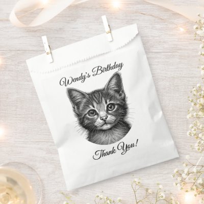 Adorable Sketch of Young Cat Thank You Custom
