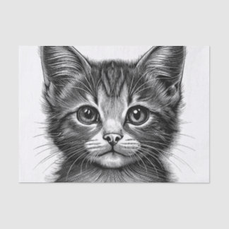 Adorable Sketch of Young Cat   Tissue Paper