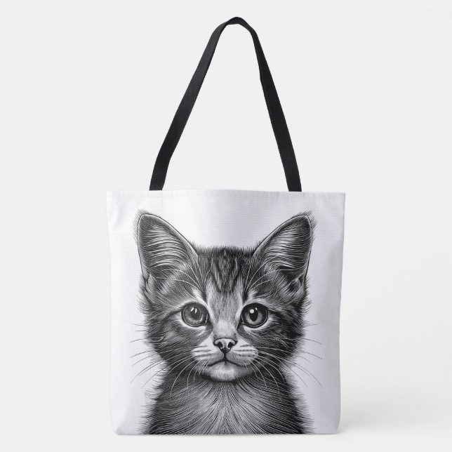 Adorable Sketch of Young Cat   Tote Bag (Front)
