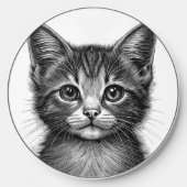 Adorable Sketch of Young Cat Wireless Charger (Front)