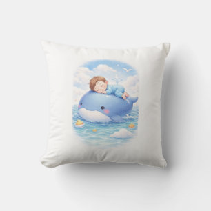 Adorable Sleeping Baby on Blue Whale Cushion Dre
