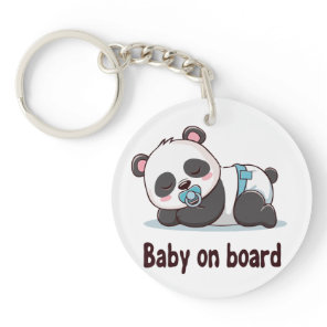 Adorable Sleeping Panda "Baby on Board" Car Decal Keychain