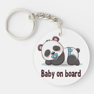 Adorable Sleeping Panda "Baby on Board" Car Decal Keychain