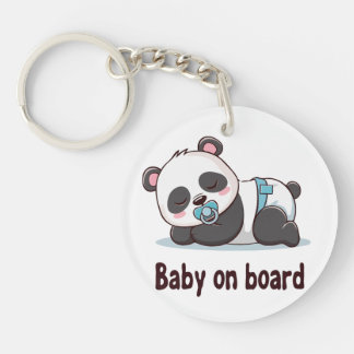 Adorable Sleeping Panda "Baby on Board" Car Decal Keychain