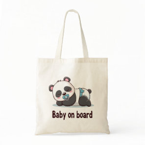 Adorable Sleeping Panda "Baby on Board" Car Decal Tote Bag